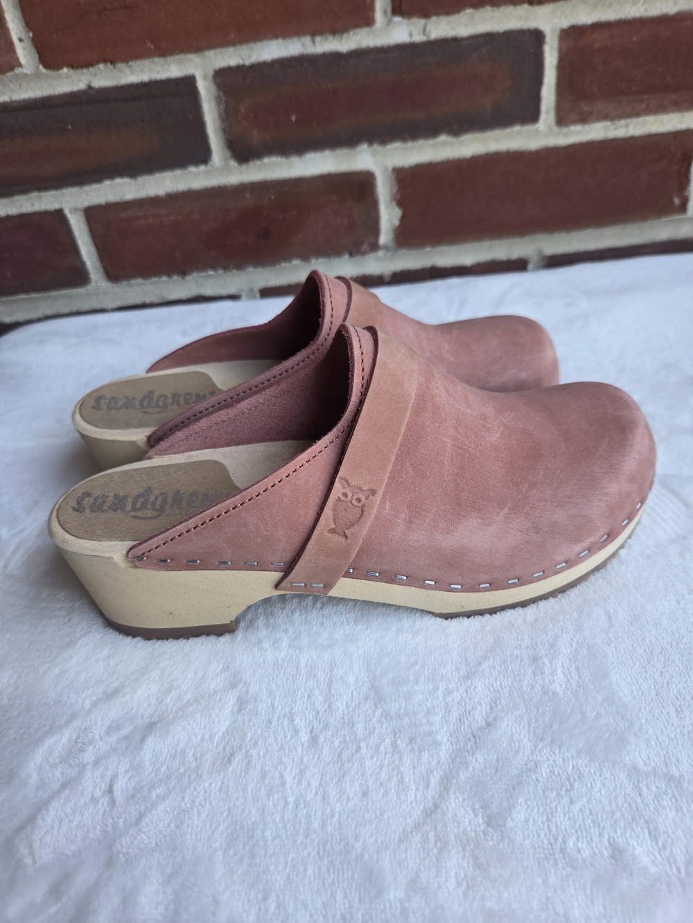 Sandgrens Swedish Wooden Clogs Dusty Rose Suede Slip On Mules EU 37 - Picture 9 of 13